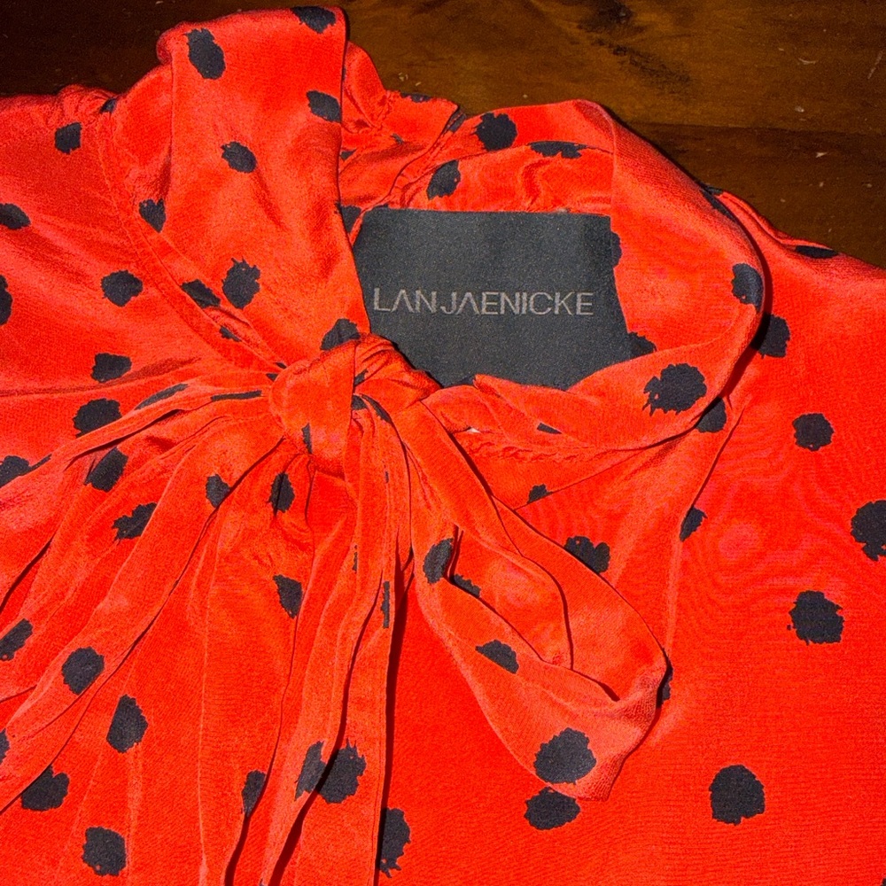 LAN JAENICKE RED POLKA DOT BLOUSE WITH BOW❤️ - Picture 10 of 11